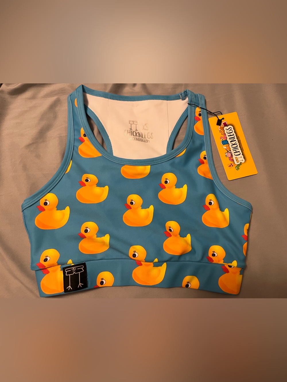 Chicknlegs Rubber Ducky Sports Bra Gym Workout Athleisure Size XS